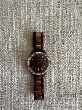 Michael Kors Brown and Rose Gold Tortoiseshell Link Watch